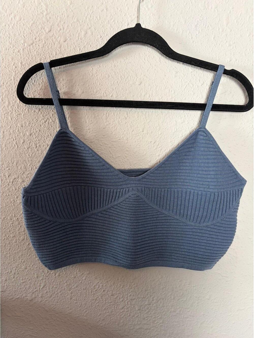 Aerie crop ribbed blue sweater tank size XL. Fits more like an XXL but very crop